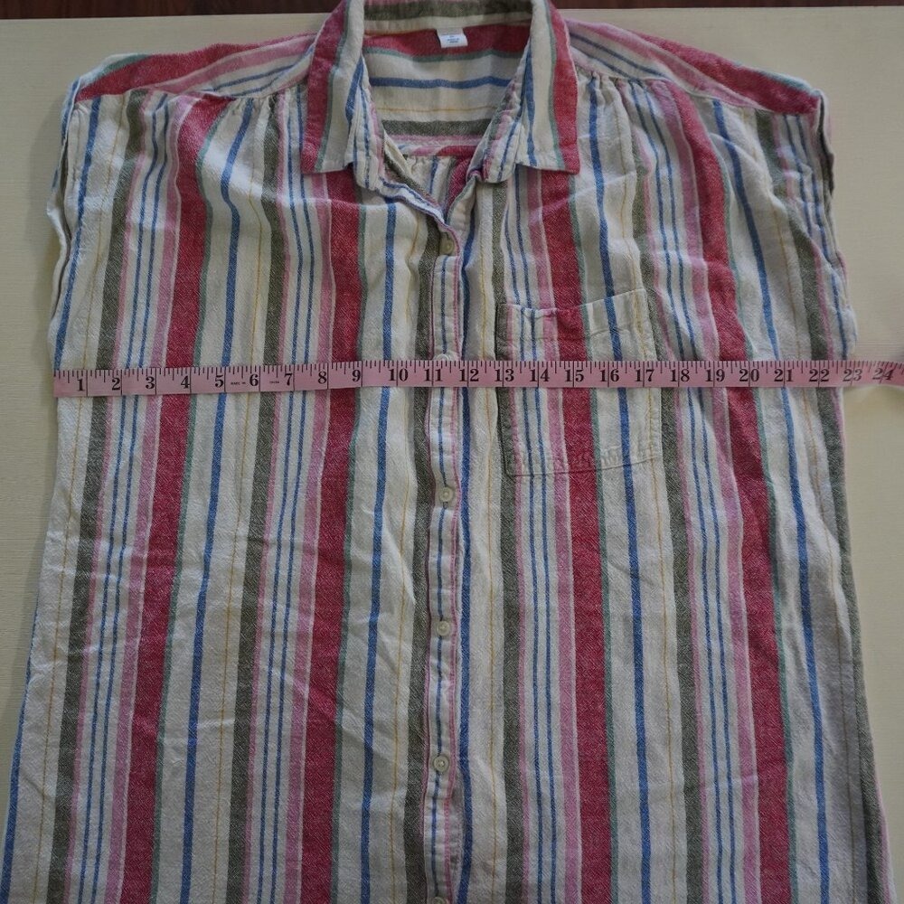 Old Navy Striped Linen Blend Button Front Shirt Dress XL Short Sleeve - Picture 7 of 8